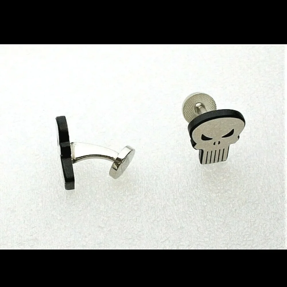 Marvel Comics Classic The Punisher Skull Logo Chrome Cufflinks New Gift Box